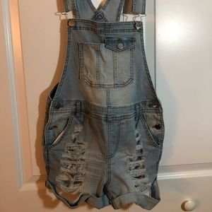 Light wash overalls